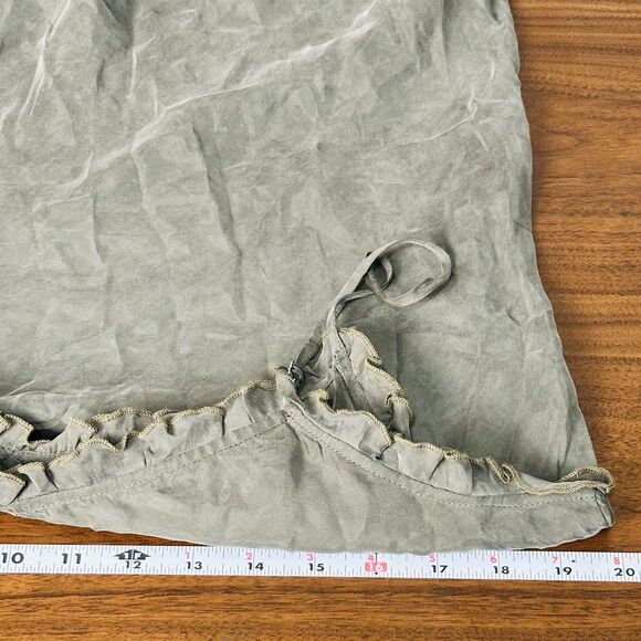 Womens Y2K Ruffle Trim Tank Top Size M Gray Cupro Romantic Grunge Soft Girl Cami - Picture 9 of 11